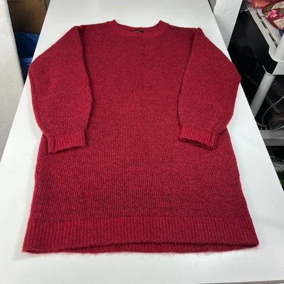 Banana Republic Factory Cozy Mini Sweater Dress S Red NWT Wool Blend Oversized